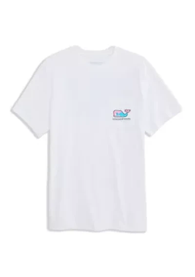 White Rippled Fish Whale Fill Short-Sleeve Pocket T-shirt