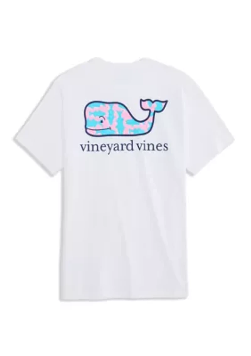 White Rippled Fish Whale Fill Short-Sleeve Pocket T-shirt