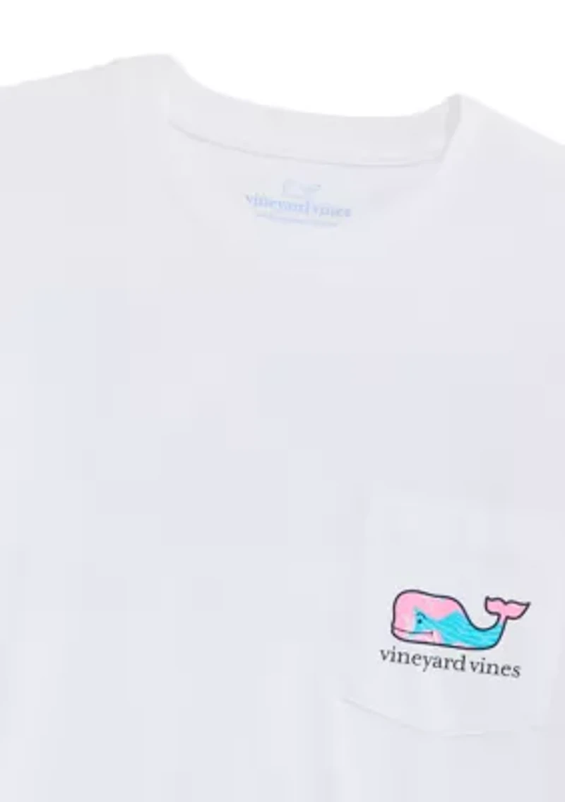White Rippled Fish Whale Fill Short-Sleeve Pocket T-shirt