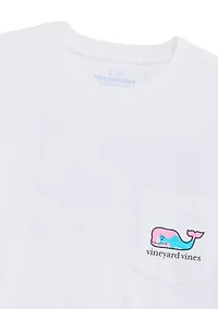 White Rippled Fish Whale Fill Short-Sleeve Pocket T-shirt