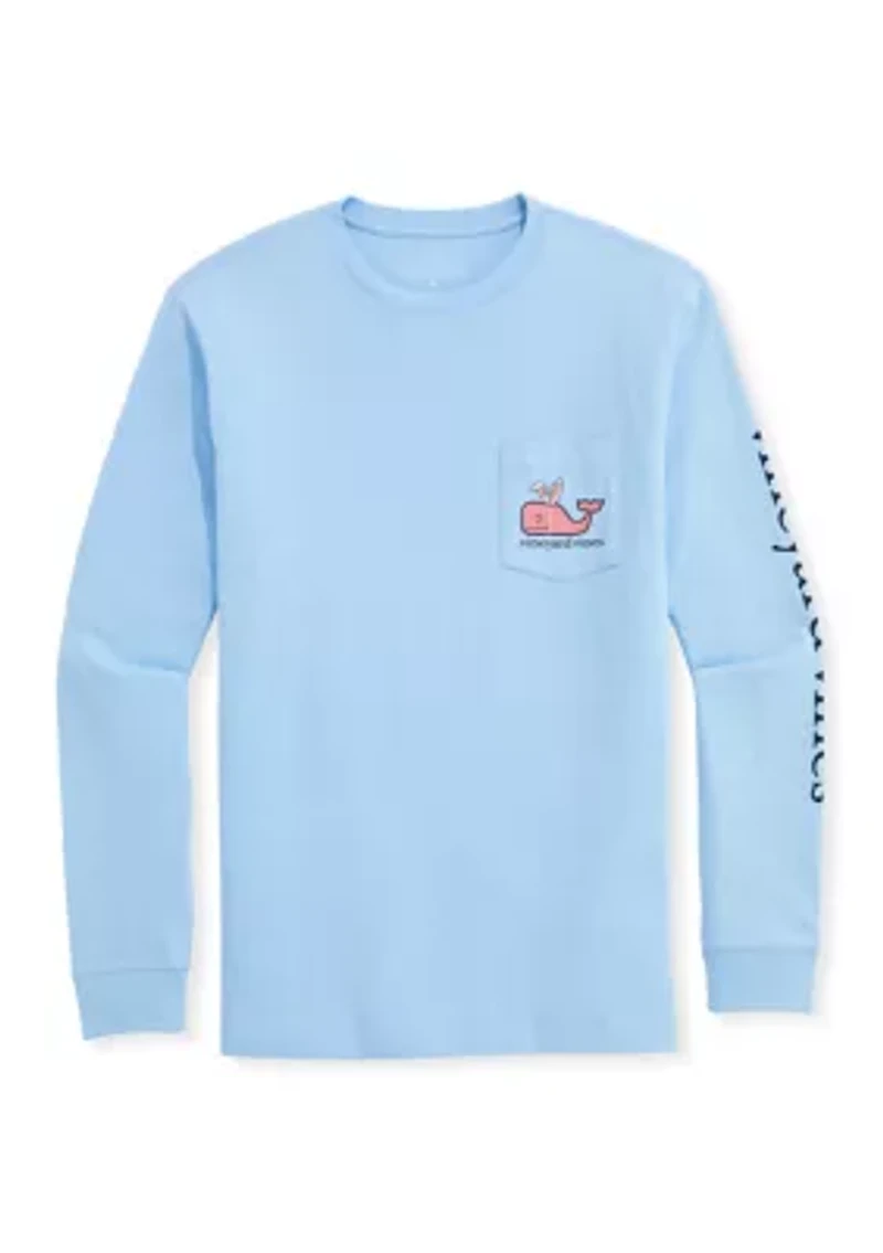 Men's Easter Whale Long Sleeve Pocket Shirt