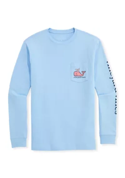Men's Easter Whale Long Sleeve Pocket Shirt