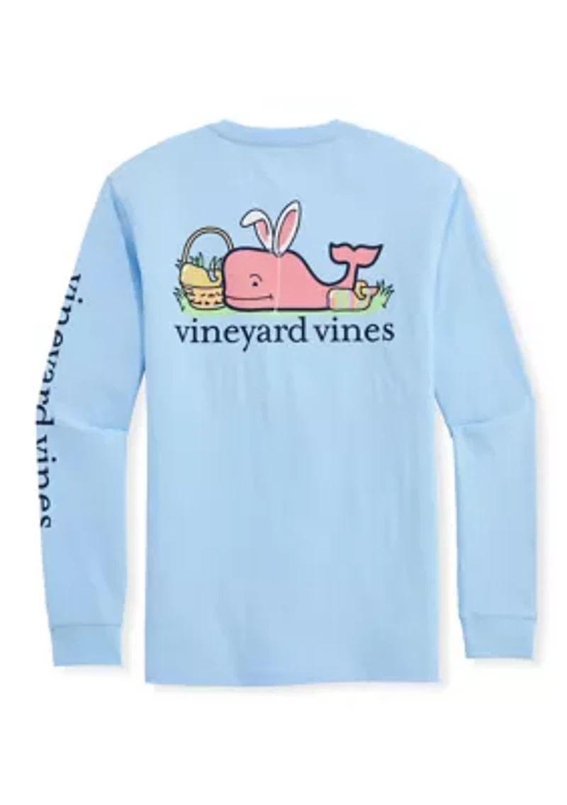 Men's Easter Whale Long Sleeve Pocket Shirt