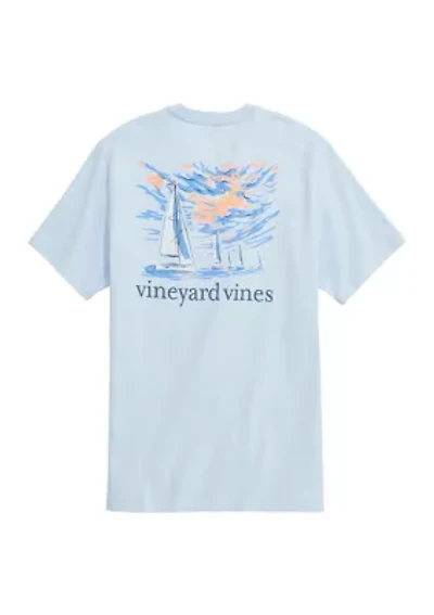 Men's Sunset Regatta Scene Graphic T-Shirt