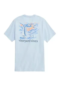 Men's Sunset Regatta Scene Graphic T-Shirt