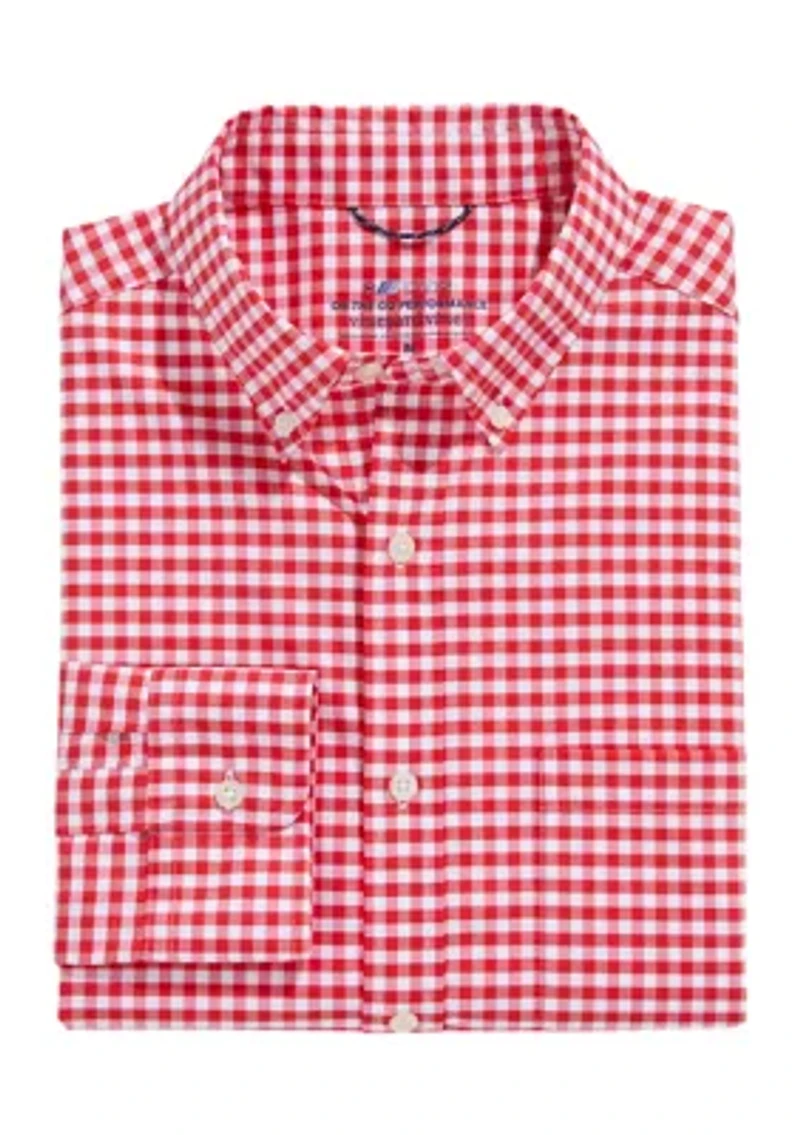 Men's Long Sleeve Classic Gingham Button Down Shirt