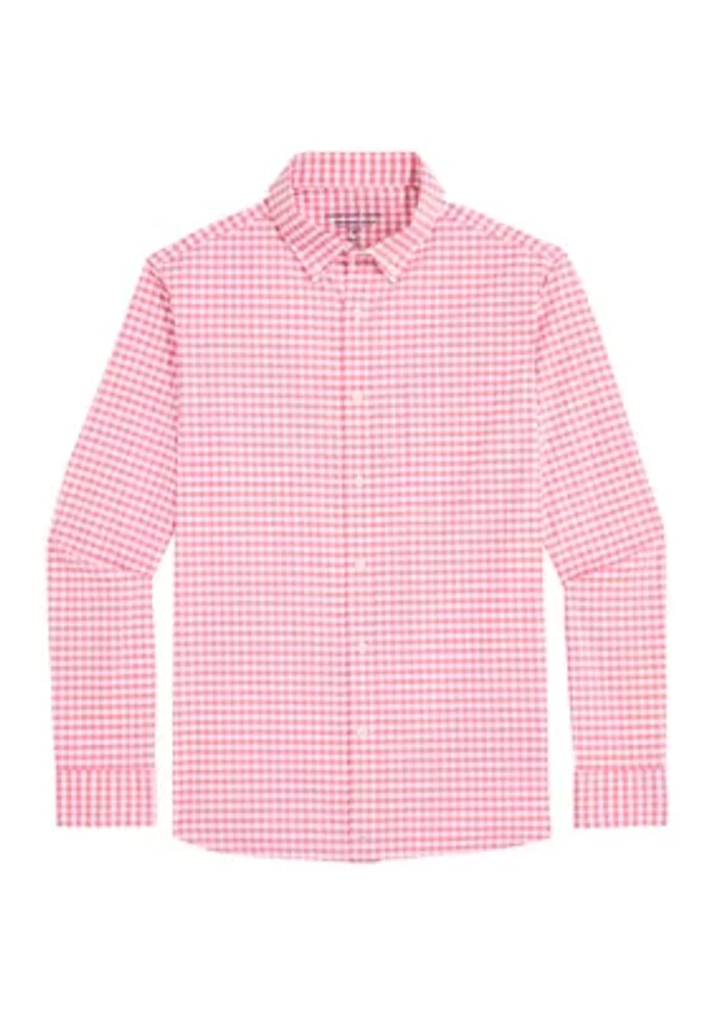 Men's Long Sleeve Classic Gingham Button Down Shirt