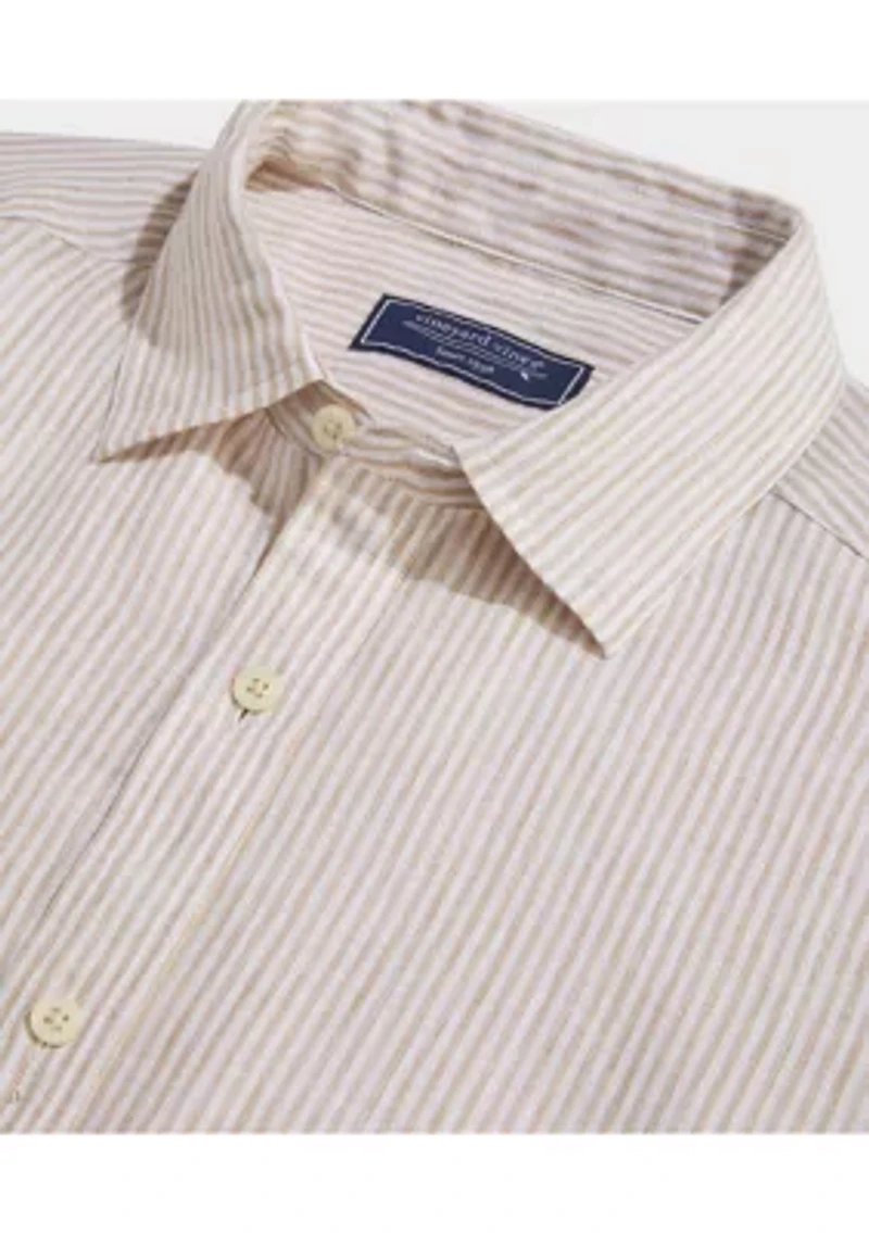 Linen Short-Sleeve Stripe Shirt