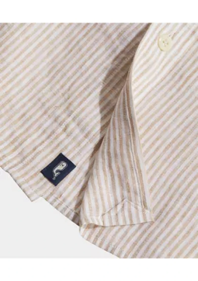 Linen Short-Sleeve Stripe Shirt