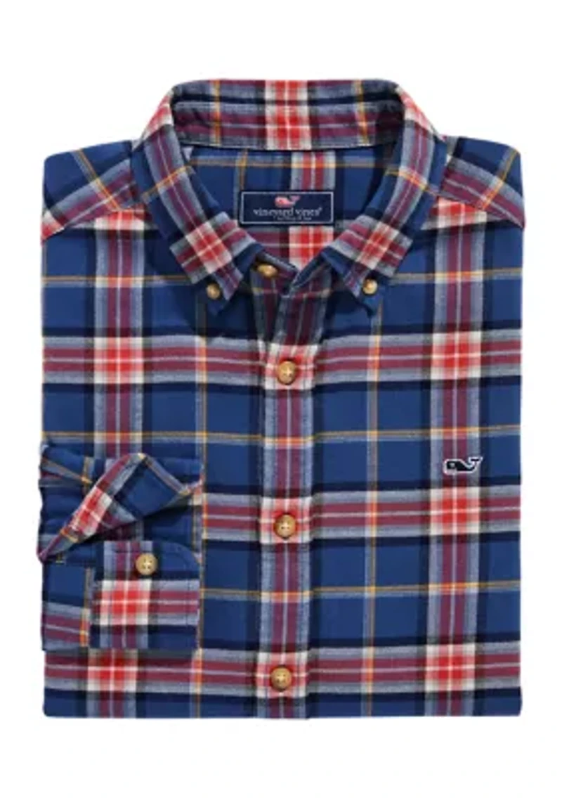 Men's Flannel Plaid Whale Shirt