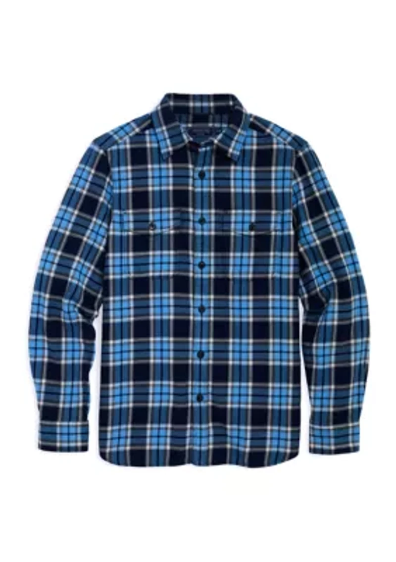 Men's Plaid Printed Midweight Twill Utility Shirt