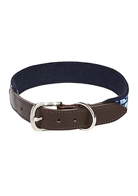 Micro Whale Leather Canvas Club Dog Collar