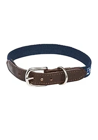 Micro Whale Leather Canvas Club Dog Collar
