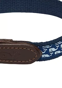 Micro Whale Leather Canvas Club Dog Collar