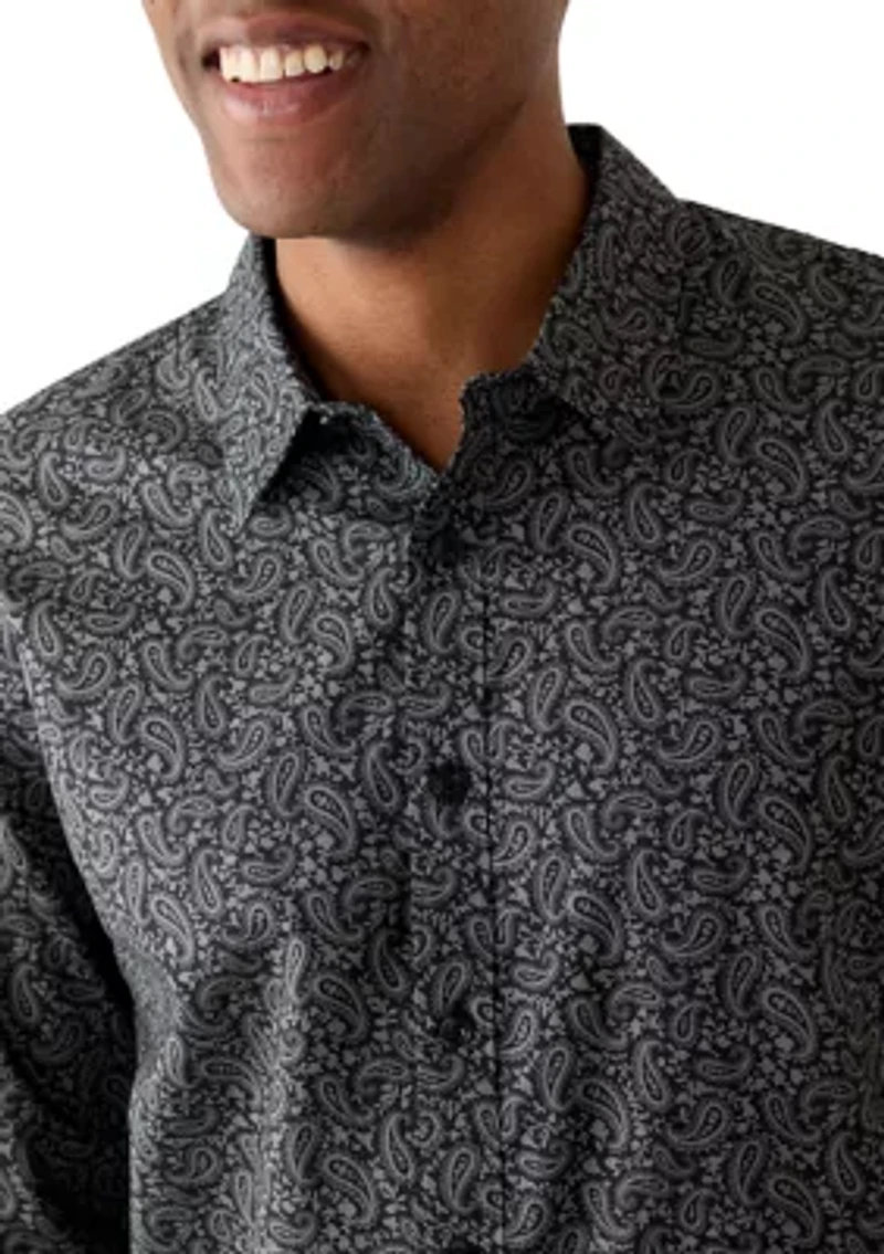 Men's Voile Paisley Button Down Shirt