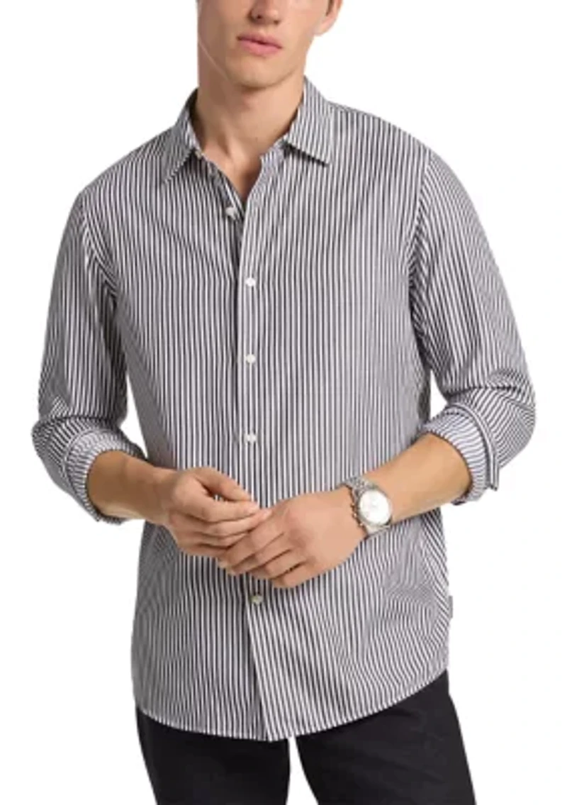 Men's Long Sleeve Stripe Woven Shirt