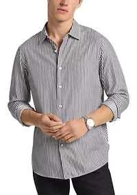 Men's Long Sleeve Stripe Woven Shirt
