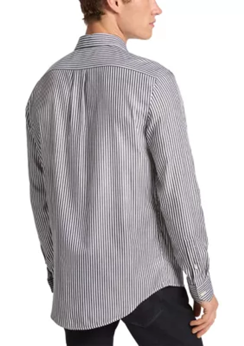 Men's Long Sleeve Stripe Woven Shirt