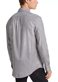 Men's Long Sleeve Stripe Woven Shirt