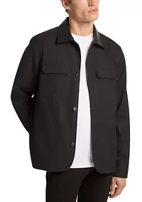 Men's Leather Collar Overshirt