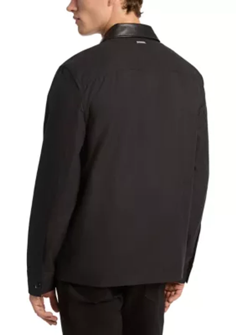 Men's Leather Collar Overshirt