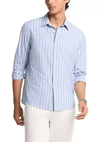 Men's Relaxed Striped Button Down Shirt