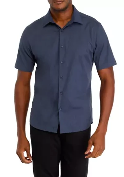 Heather Knit Collar Button Up Shirt