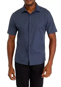 Heather Knit Collar Button Up Shirt