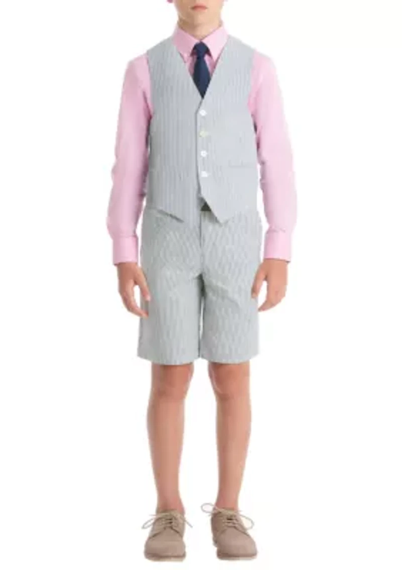Boys 8-20 Blue Stripe Cotton Vest