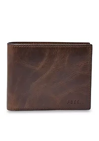 Derrick Leather RFID Bifold with Flip ID Wallet