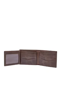 Derrick Leather RFID Bifold with Flip ID Wallet