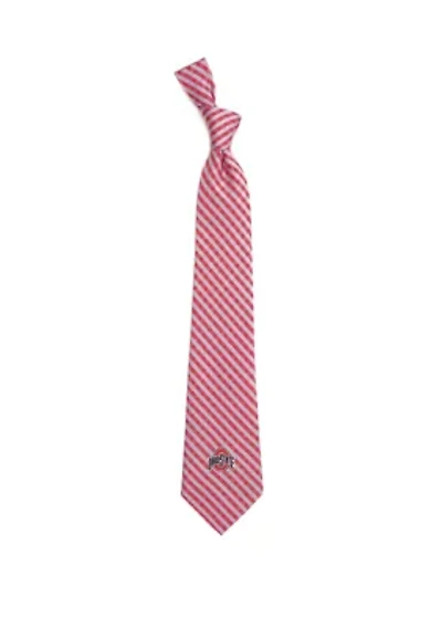 NCAA Ohio State Buckeyes Gingham Tie