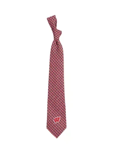 NCAA Wisconsin Badgers Gingham Tie