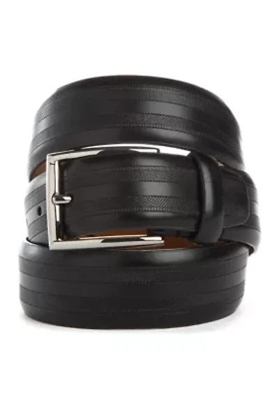 35 Millimeter Herringbone Texture Polished Buckle Belt