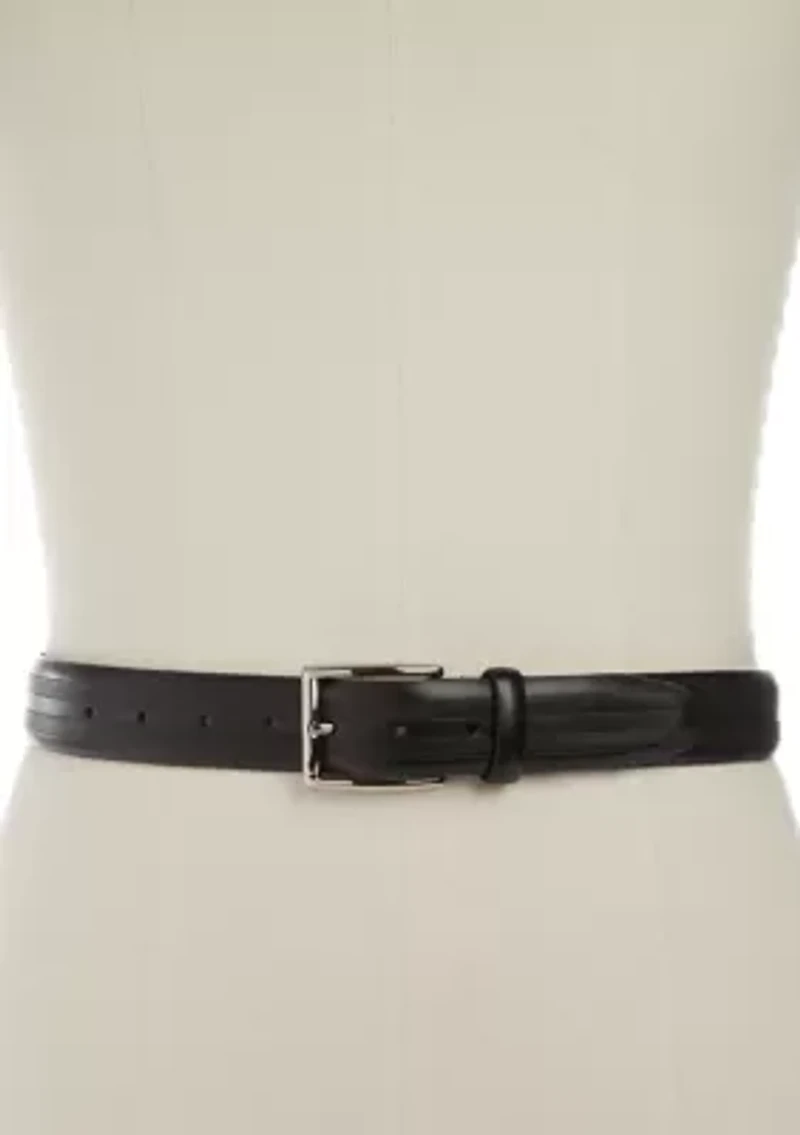 35 Millimeter Herringbone Texture Polished Buckle Belt