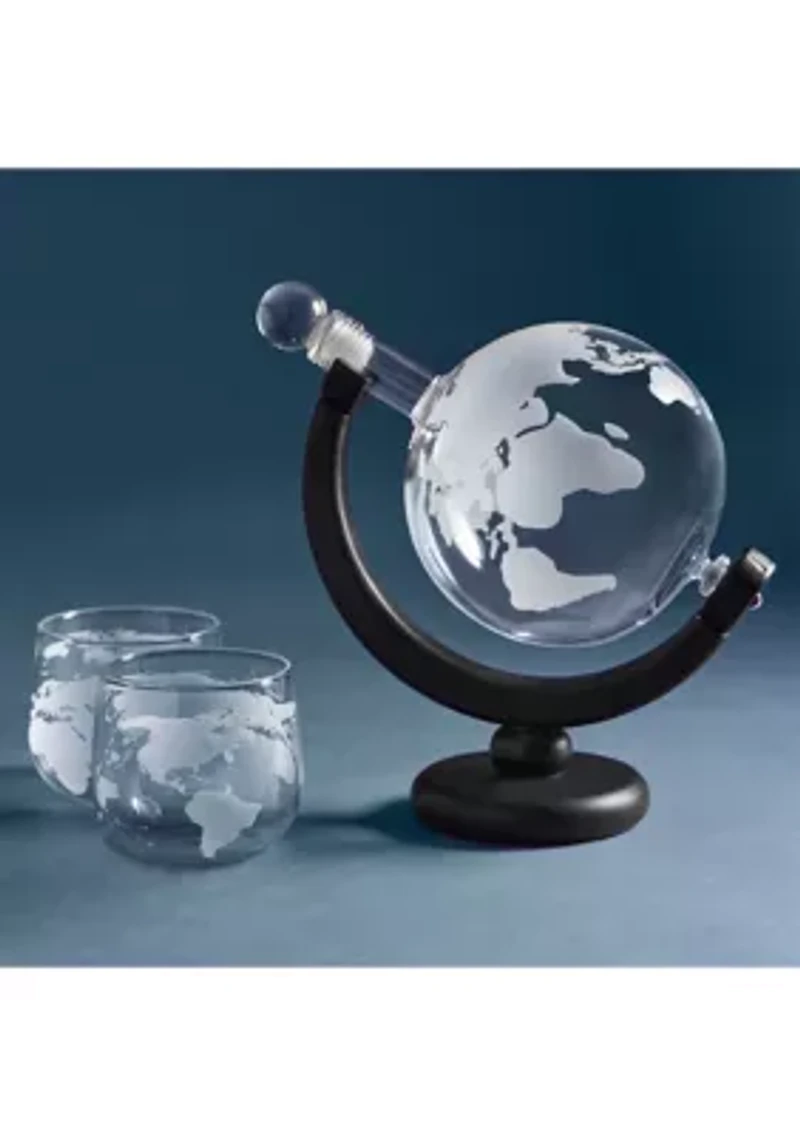 Globe Whiskey Decanter and Glasses Set