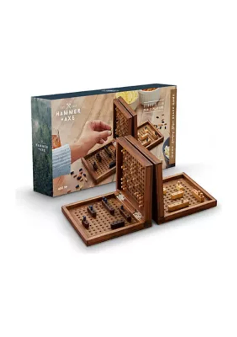 Wood Sinking Ships Board Game with Classic Fun for 2 Players, 237-pieces, Dark Wood, Age 14+