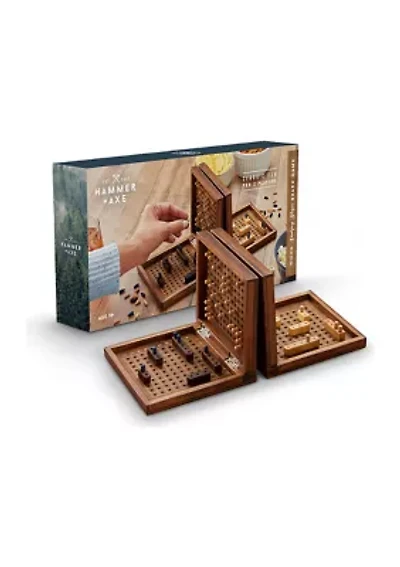 Wood Sinking Ships Board Game with Classic Fun for 2 Players, 237-pieces, Dark Wood, Age 14+