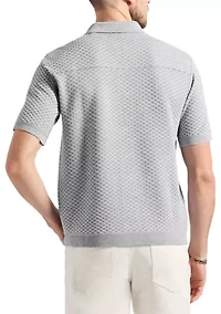 Men's Willow Short Sleeve Jacquard Jersey Button-Up Sweater