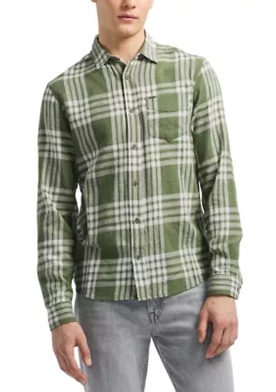 Men's Saroz Short-Sleeve Plaid Shirt, Hedge Green