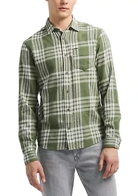 Men's Saroz Short-Sleeve Plaid Shirt, Hedge Green