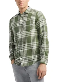 Men's Saroz Short-Sleeve Plaid Shirt, Hedge Green