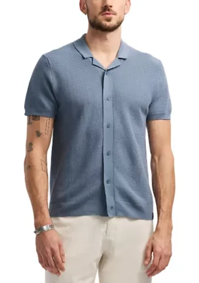 Wasko Button Up Sweater Knit Polo Shirt