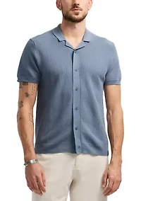 Wasko Button Up Sweater Knit Polo Shirt