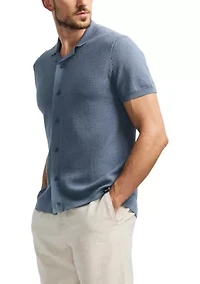 Wasko Button Up Sweater Knit Polo Shirt