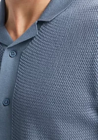 Wasko Button Up Sweater Knit Polo Shirt