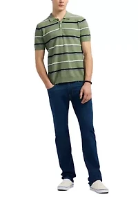 Men's Winder Short-Sleeve Striped Sweater Polo, Hedge Green