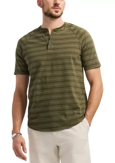 Men's Short Sleeve Striped Henley Top