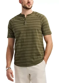 Men's Short Sleeve Striped Henley Top