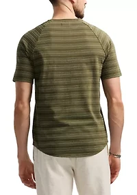 Men's Short Sleeve Striped Henley Top